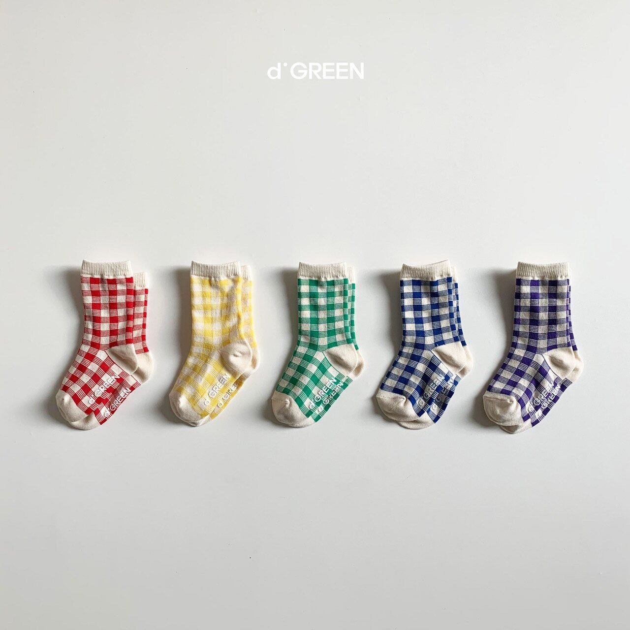 digreen vivid check socks